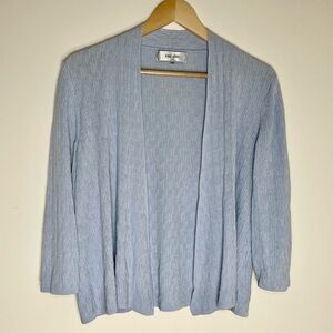 Jones Studio | Petite Light Blue Textured Open-Front Cardigan | PXL
